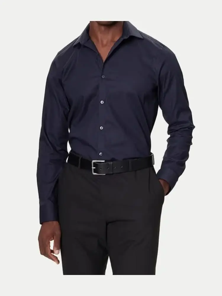 camicia blu scuro slim fit