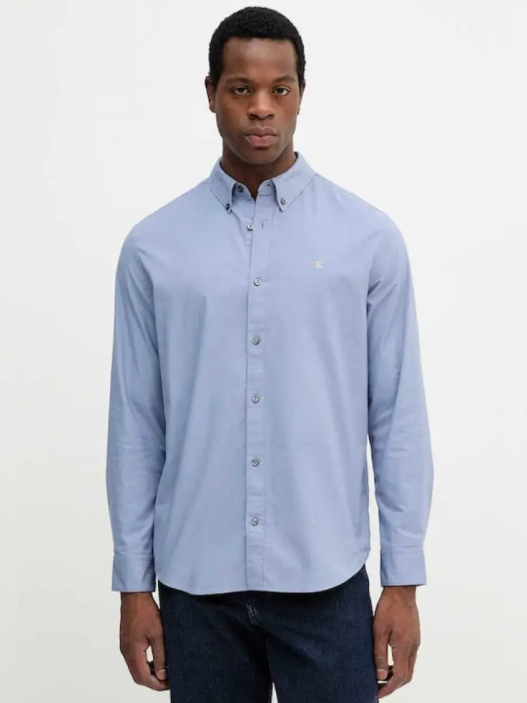 camicia botton down in cotone celeste