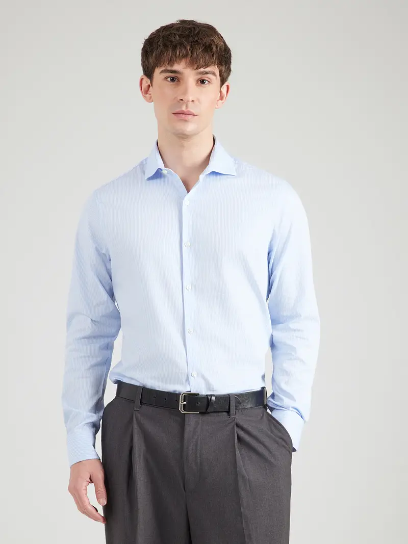 Camicia business blu scuro / bianco miniatura 3