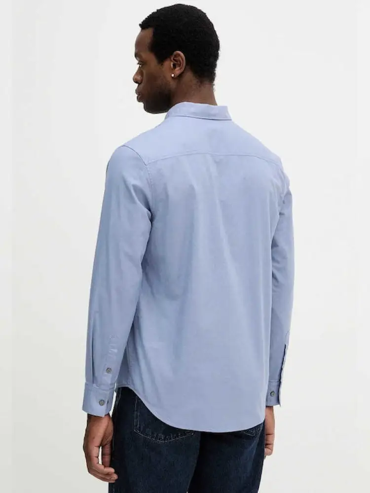 camicia celeste uomo in cotone mini logo sul petto miniatura 2