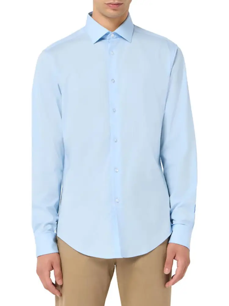 camicia celeste uomo in cotone regular fit