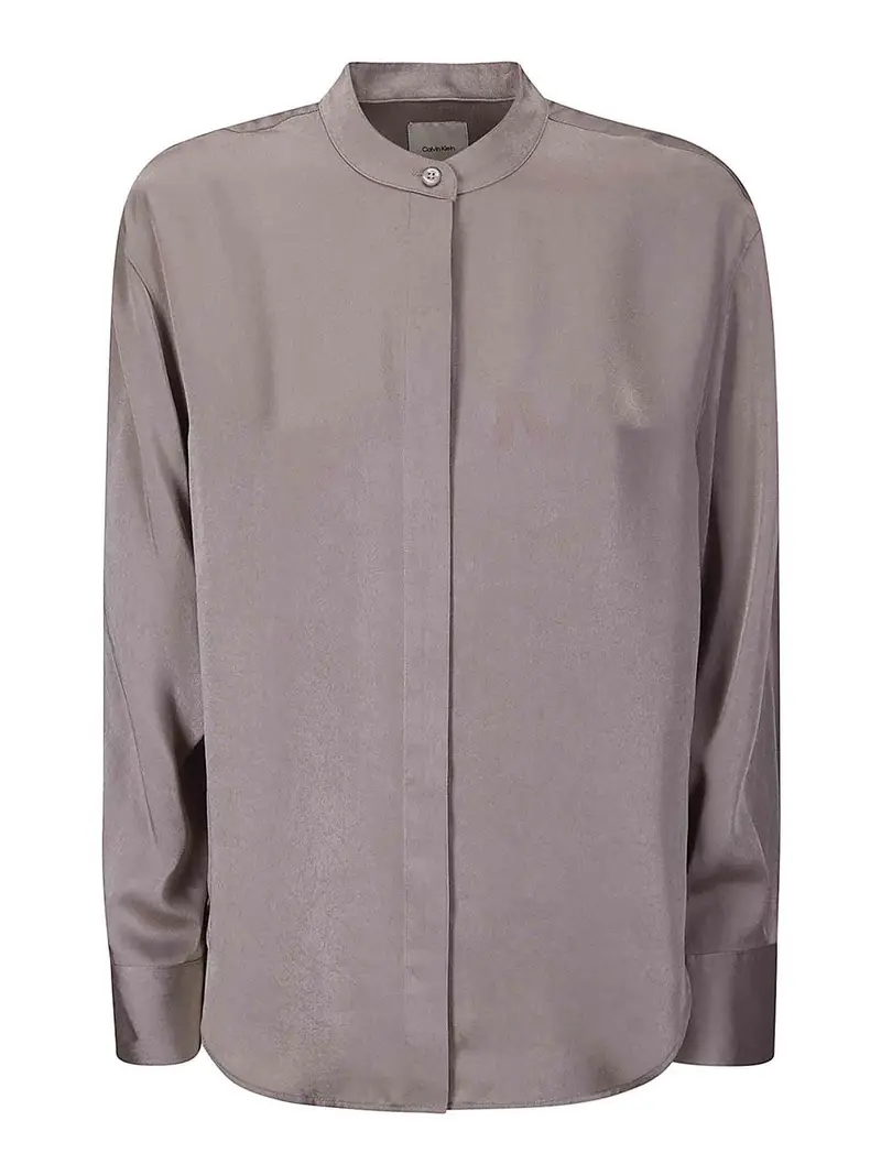 Camicia comoda in raso lavato Argento