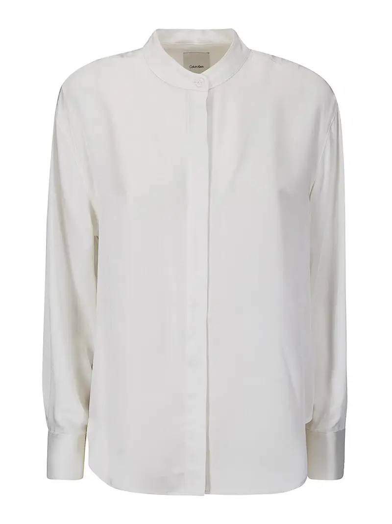 Camicia comoda in raso lavato Argento