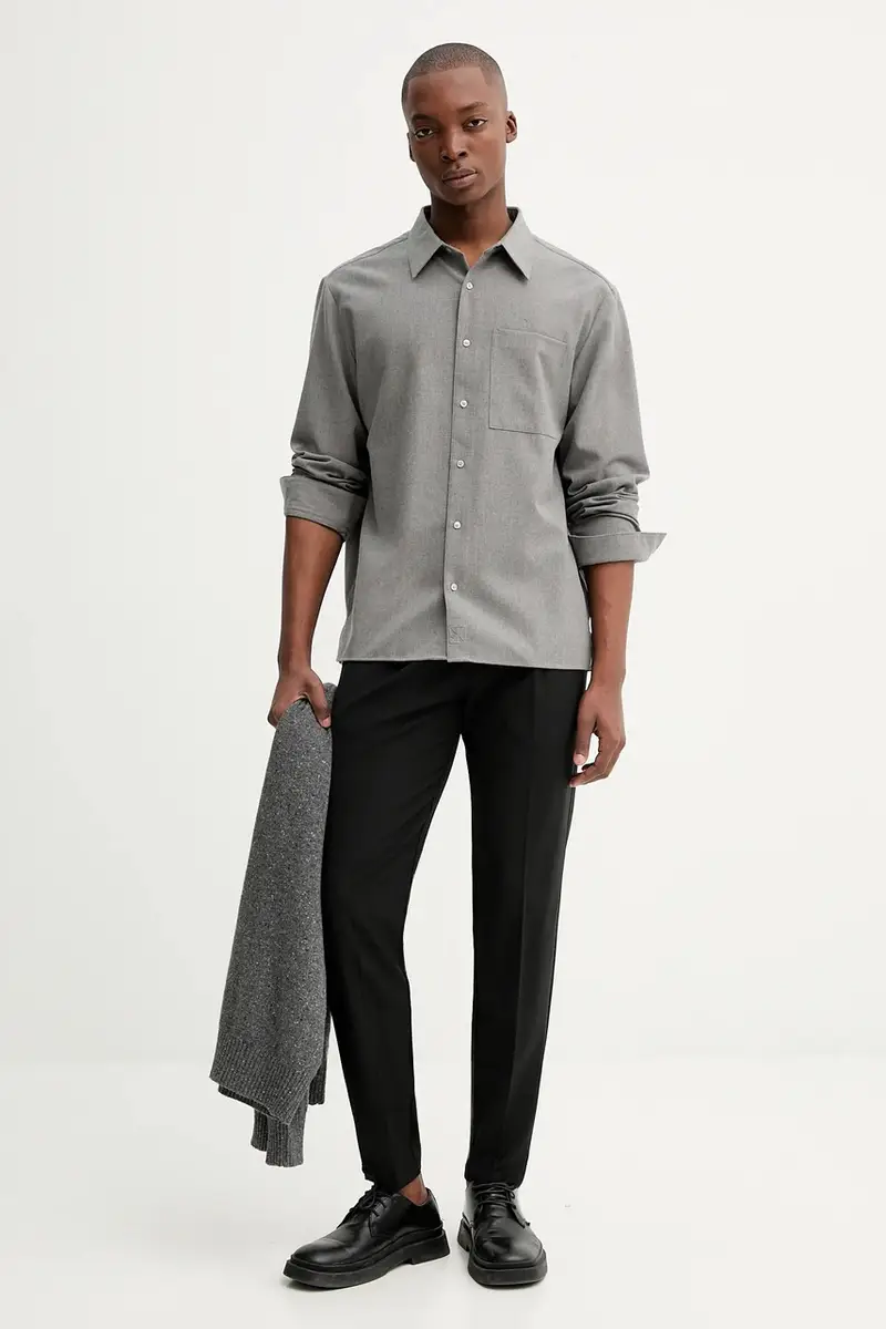 camicia con lana colore grigio LV04LD115G miniatura 2