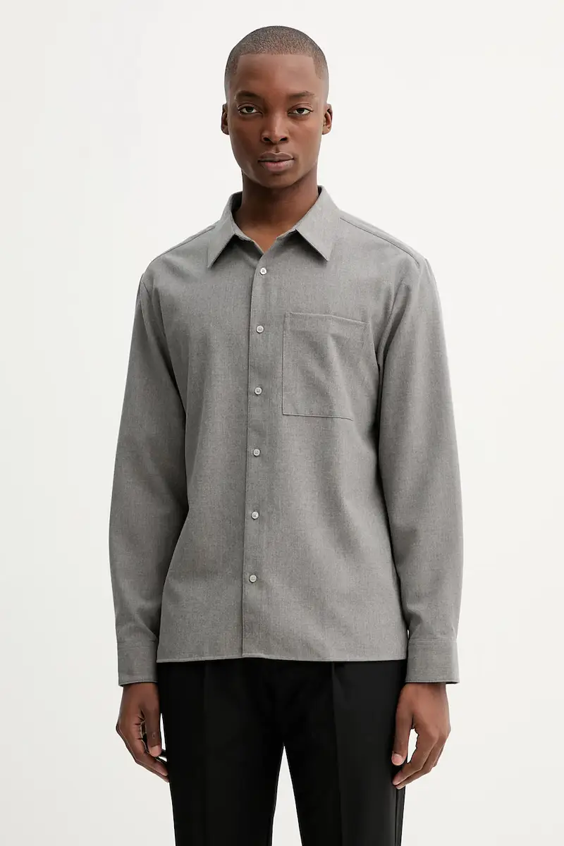 camicia con lana colore grigio LV04LD115G