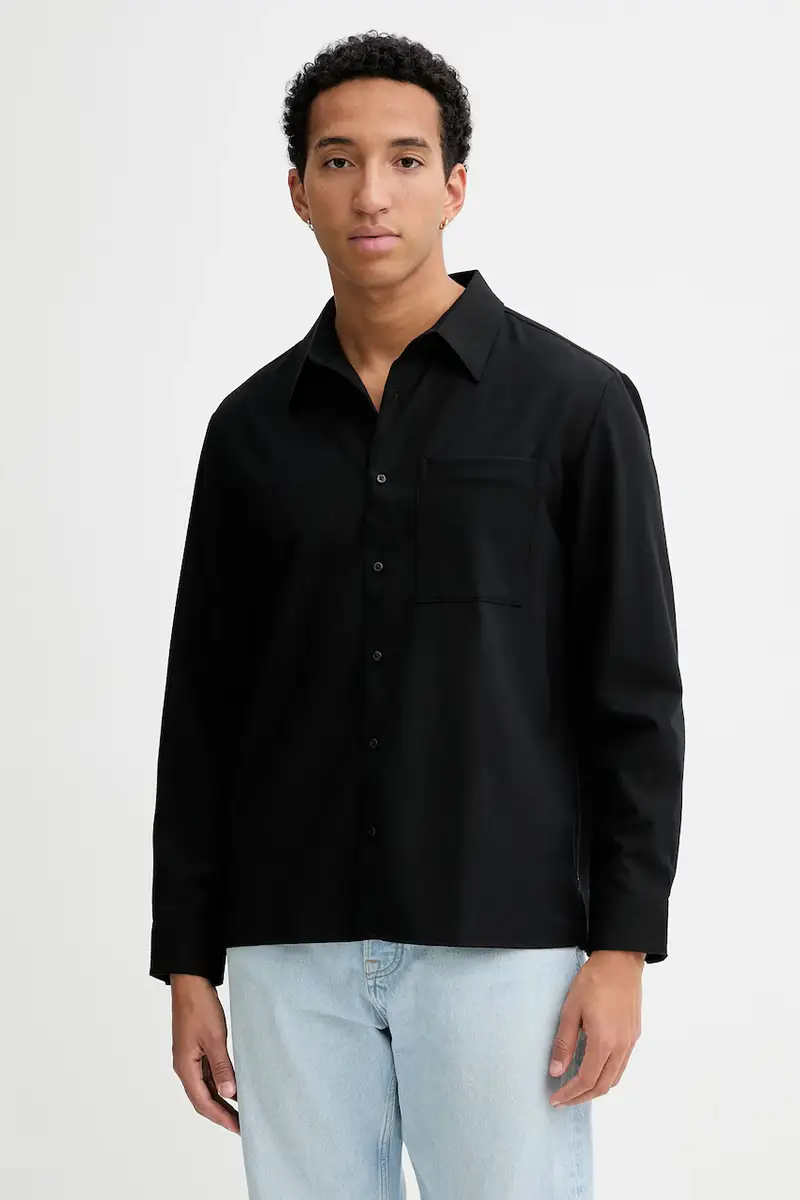 camicia con lana colore nero LV04LD115G