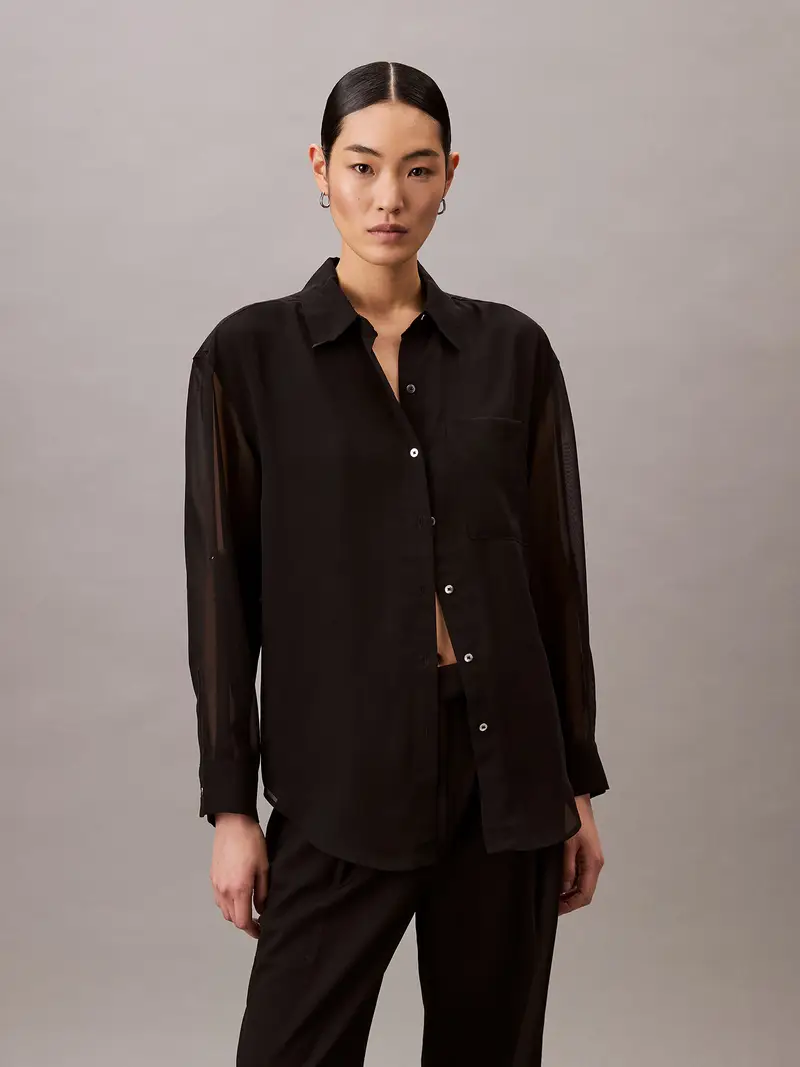 Camicia da donna nero miniatura 2