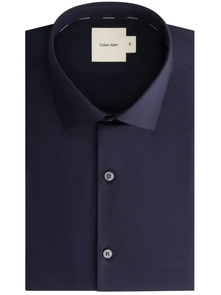 camicia essential slim blu collo italiano