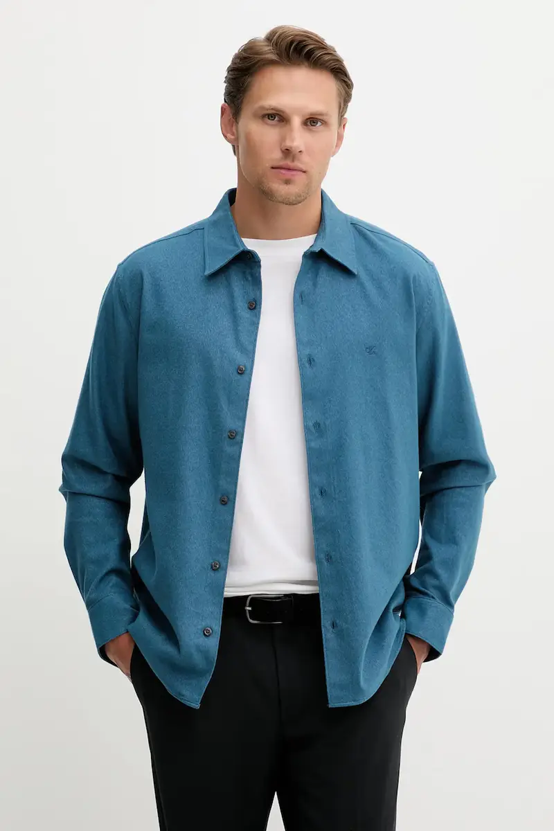 camicia in cotone uomo colore blu LV04LD119G