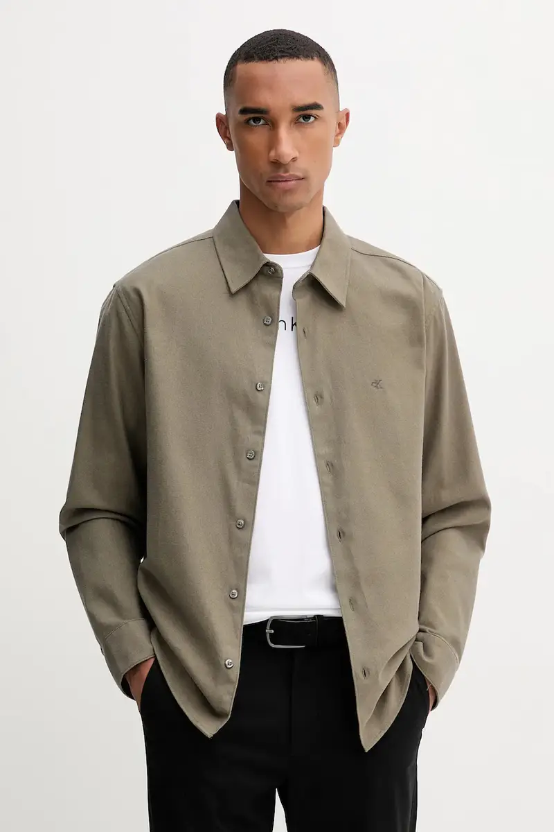 camicia in cotone uomo colore verde LV04LD119G