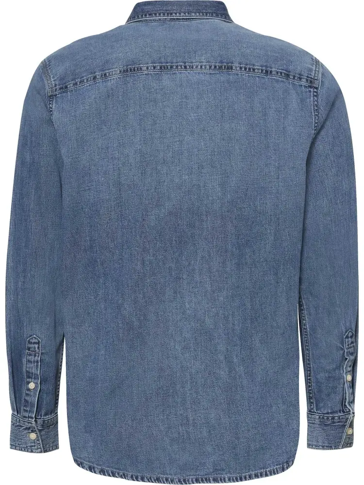 camicia in denim uomo in cotone mini logo sul petto miniatura 3