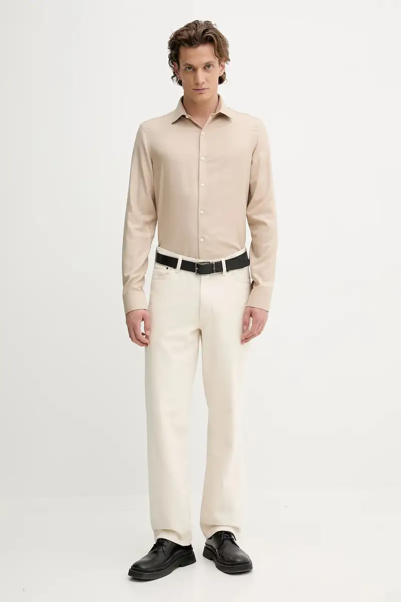 camicia in lana uomo colore marrone LV019EU066 Beige miniatura 2