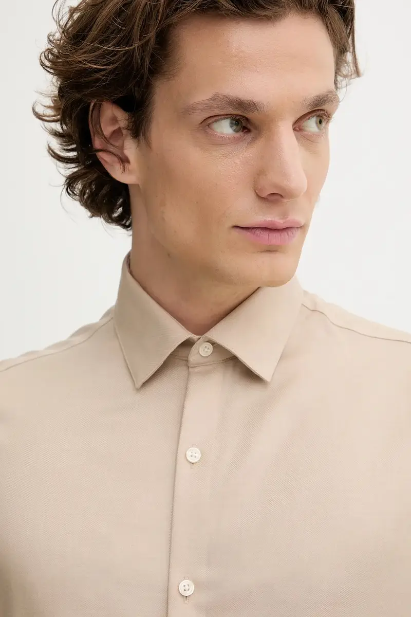 camicia in lana uomo colore marrone LV019EU066 Beige miniatura 4