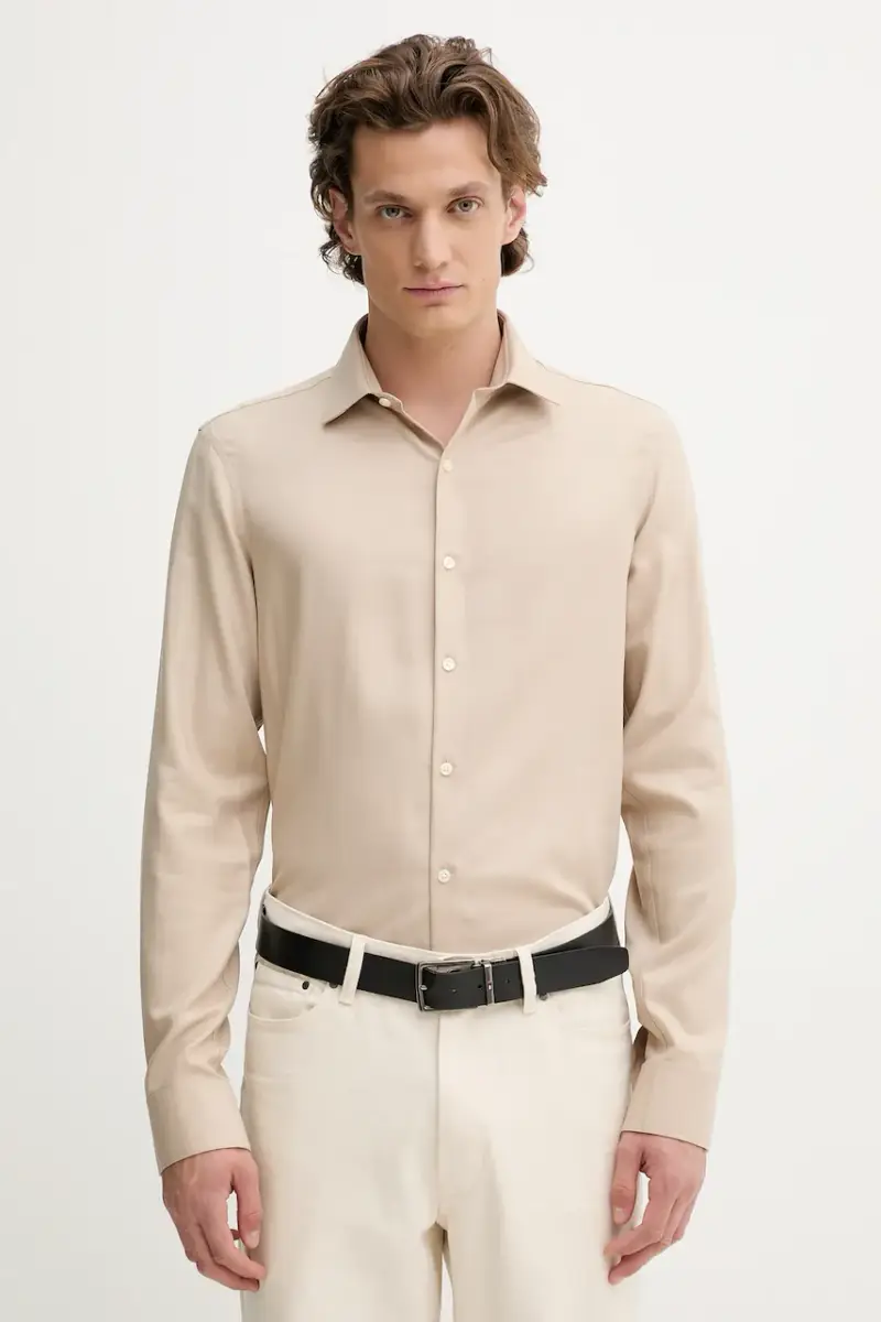camicia in lana uomo colore marrone LV019EU066 Beige