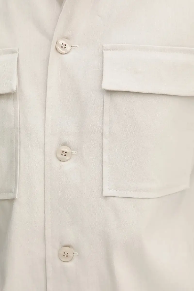 camicia in lino misto colore beige K10K114191 miniatura 5