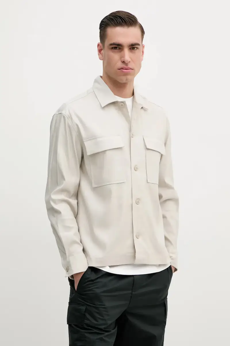 camicia in lino misto colore beige K10K114191