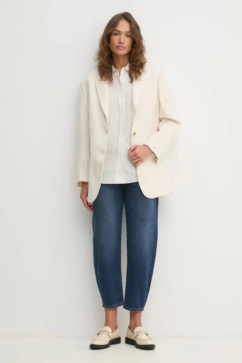 camicia in lino misto donna colore beige K20K208321 miniatura 2