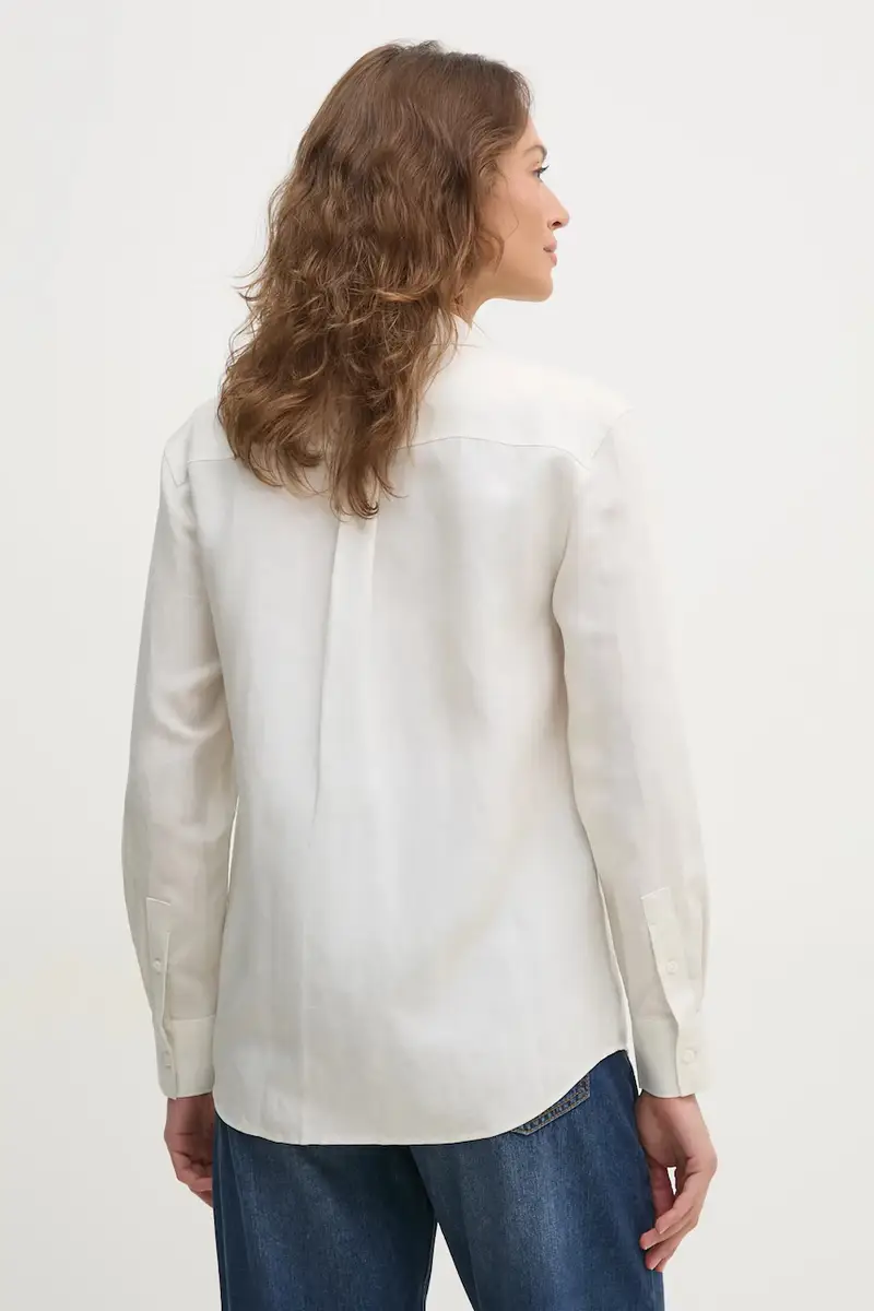 camicia in lino misto donna colore beige K20K208321 miniatura 3