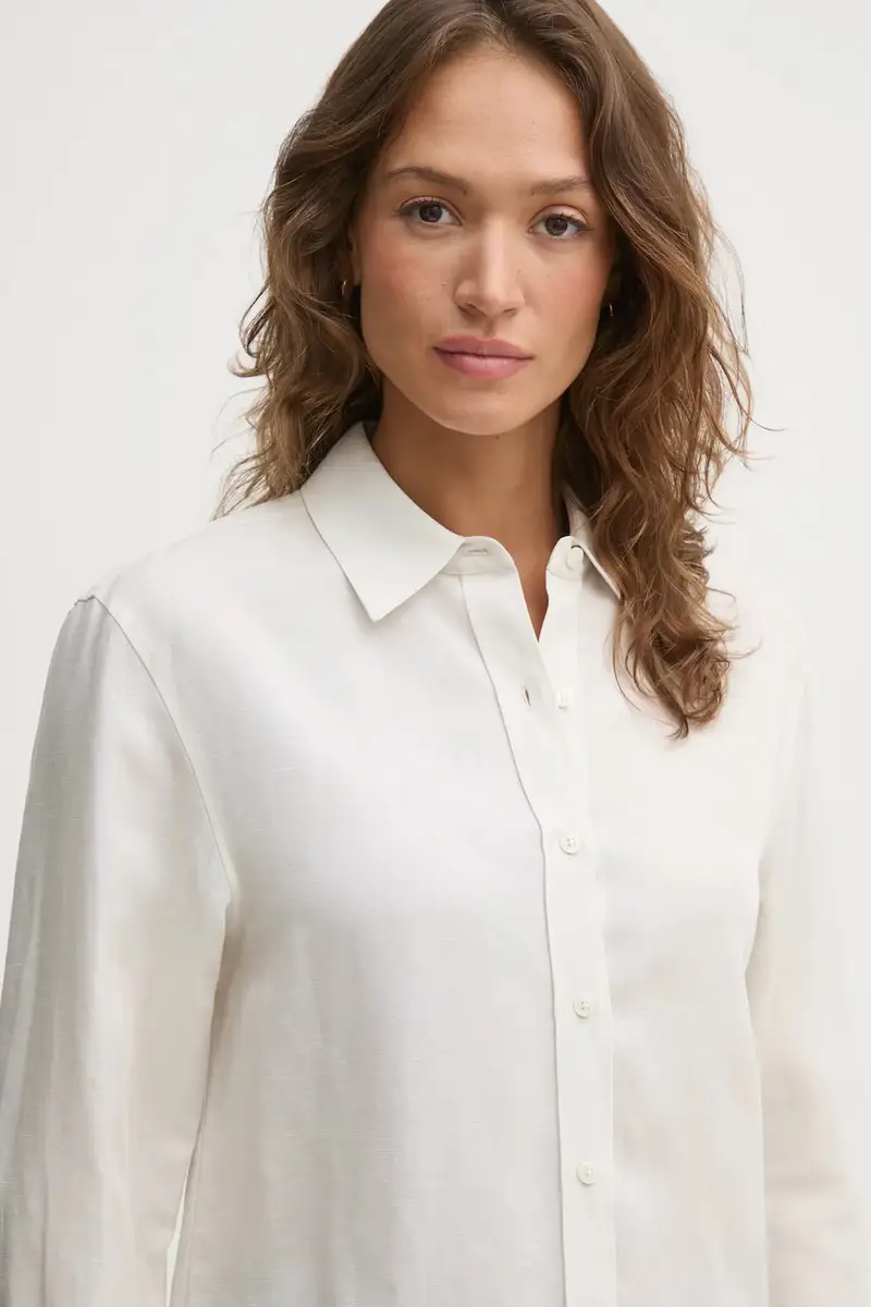 camicia in lino misto donna colore beige K20K208321 miniatura 4