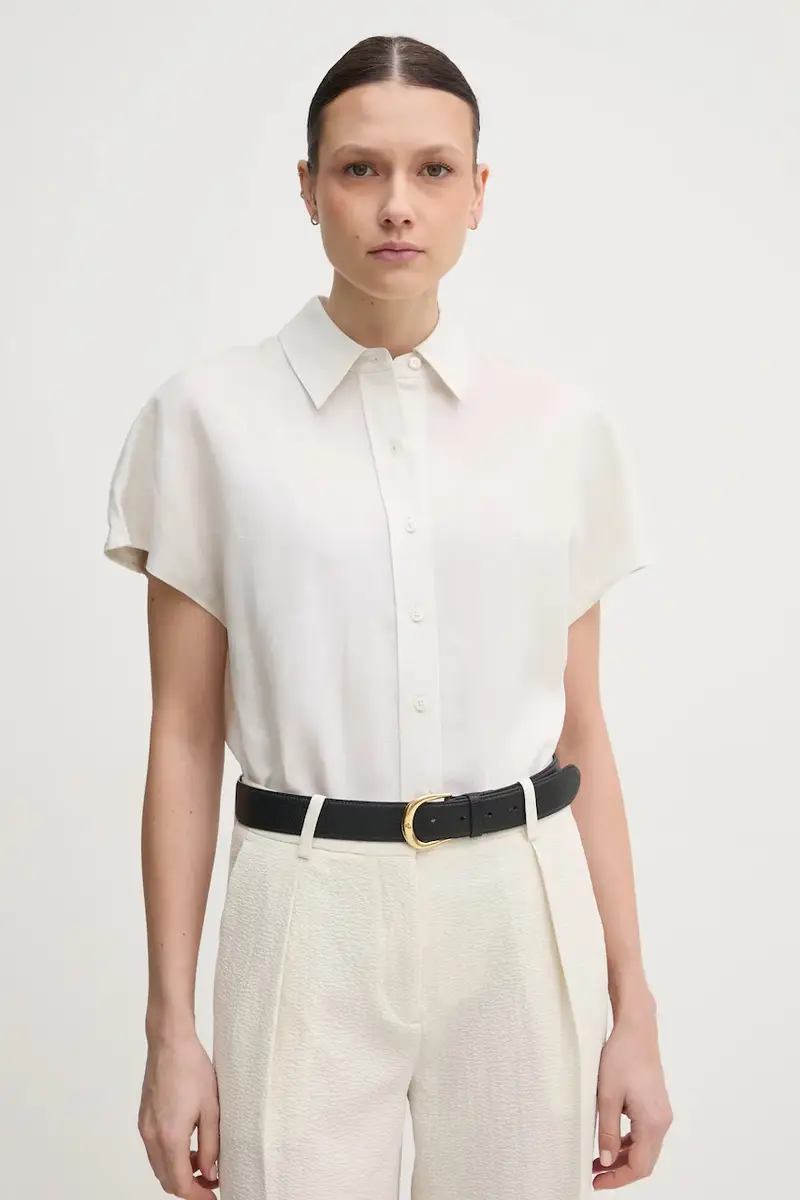 camicia in lino misto donna colore beige K20K208322