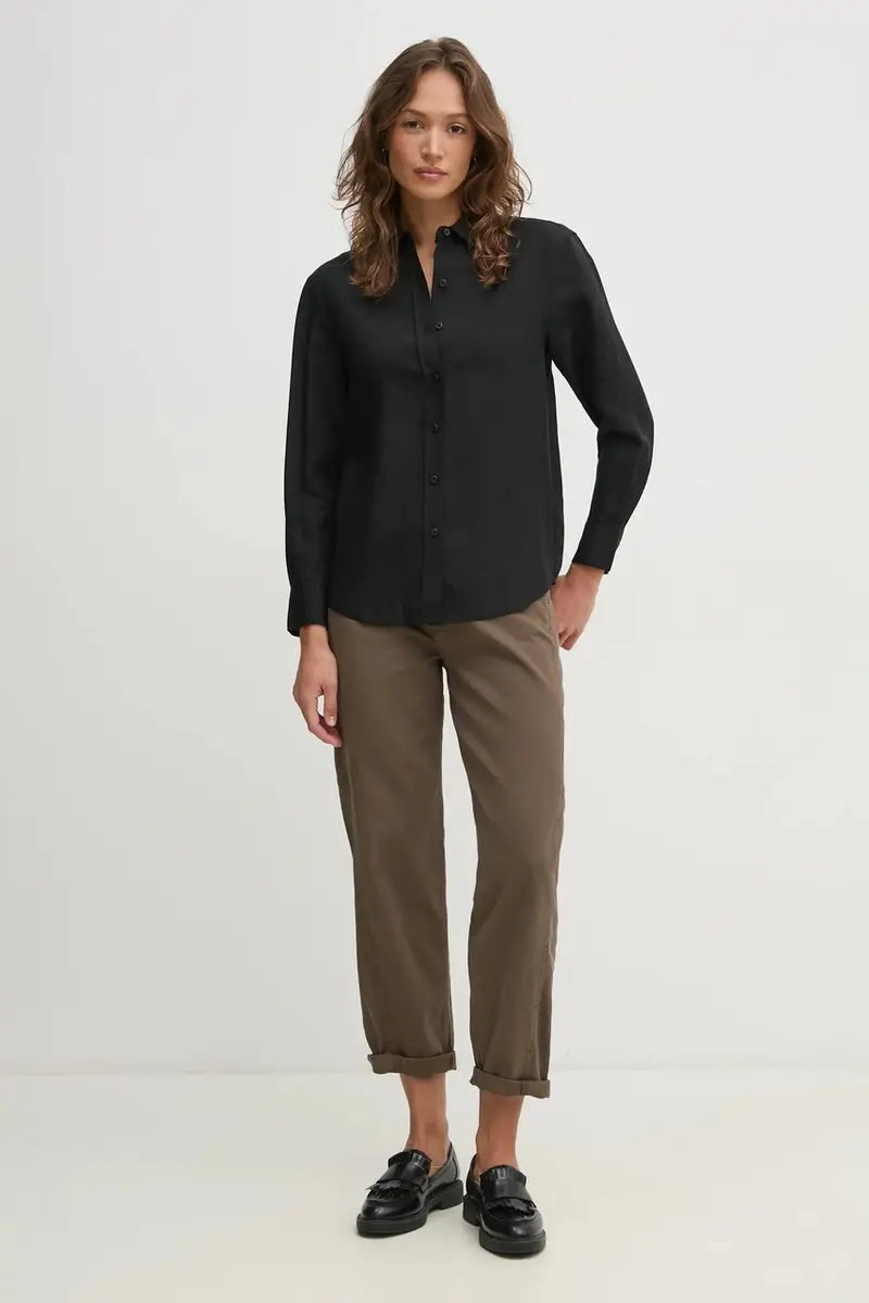 camicia in lino misto donna colore nero K20K208321 miniatura 2