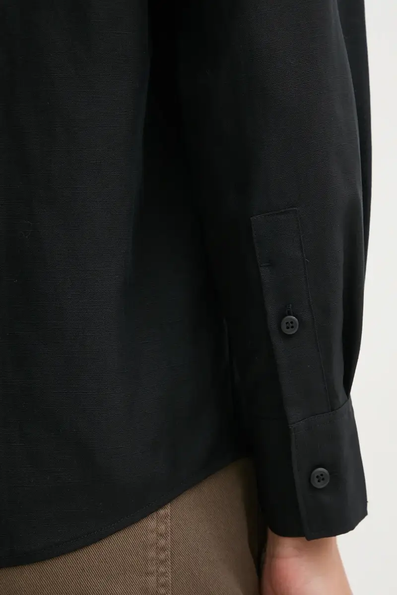 camicia in lino misto donna colore nero K20K208321 miniatura 5