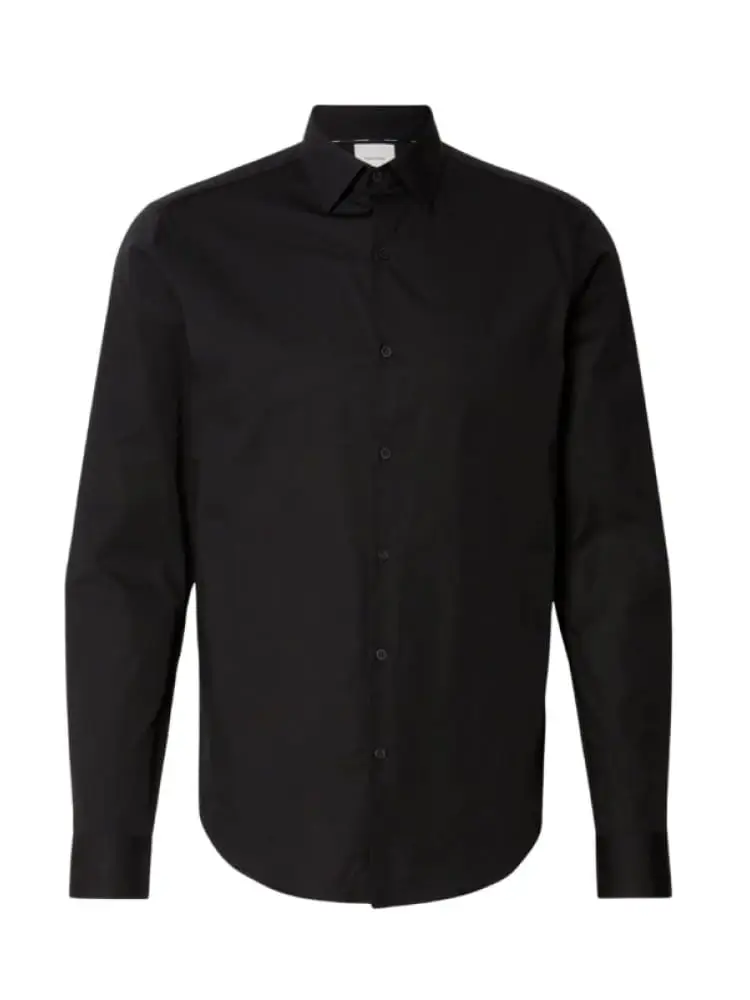camicia nera regular fit in cotone