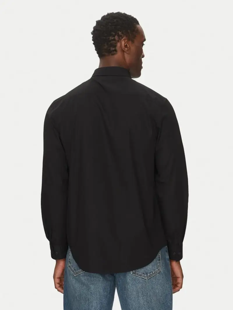 Calvin Klein camicia nera uomo in cotone regular mini logo sul petto miniatura 2