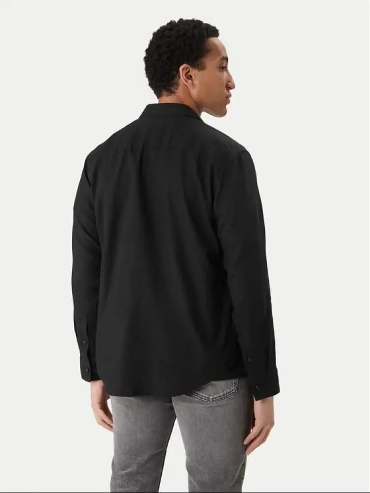 camicia nera uomo logo sul petto miniatura 2