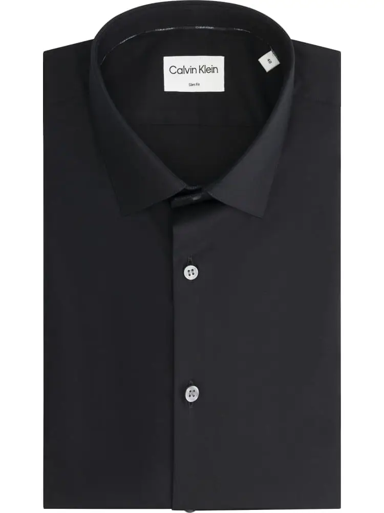 camicia slim essential nera collo italiano