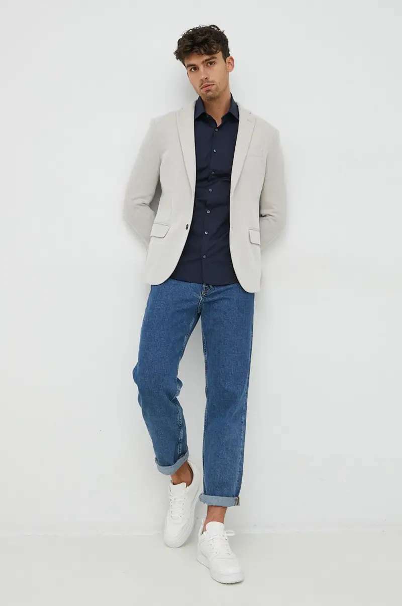 camicia uomo Blu navy miniatura 2