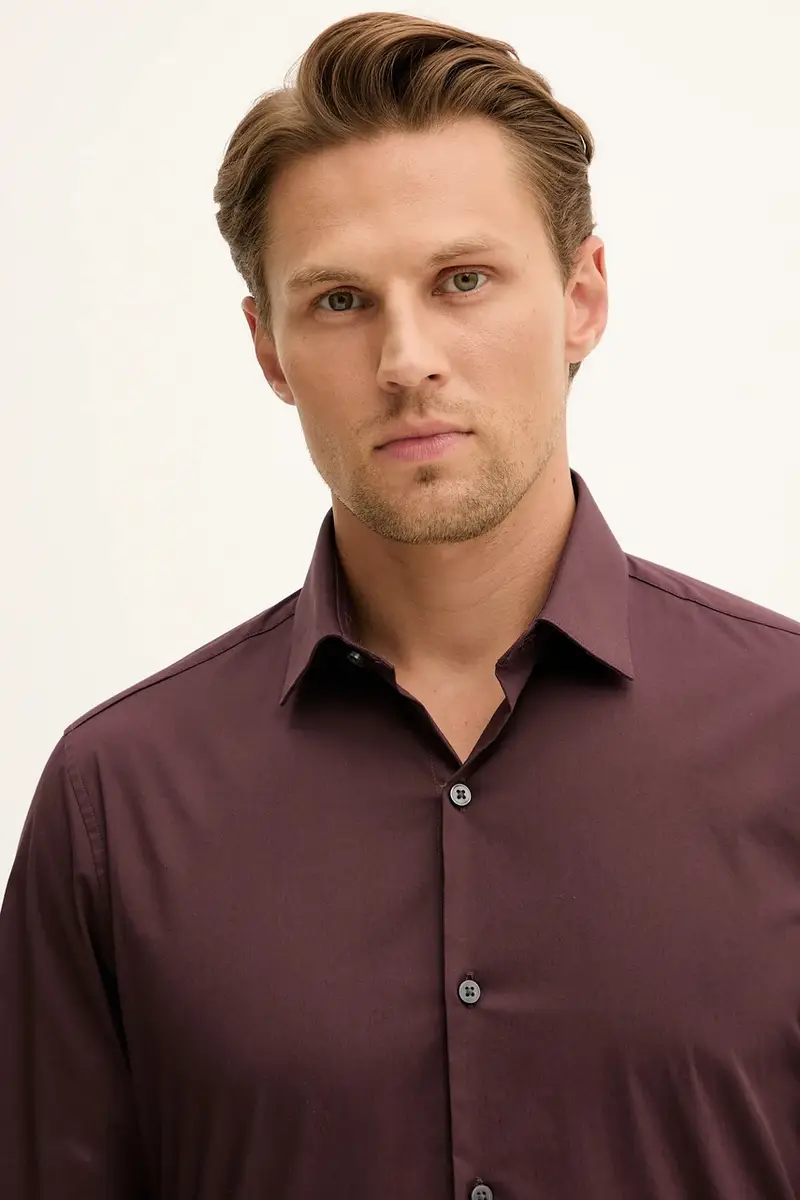 camicia uomo colore granata LV019EU037 miniatura 4