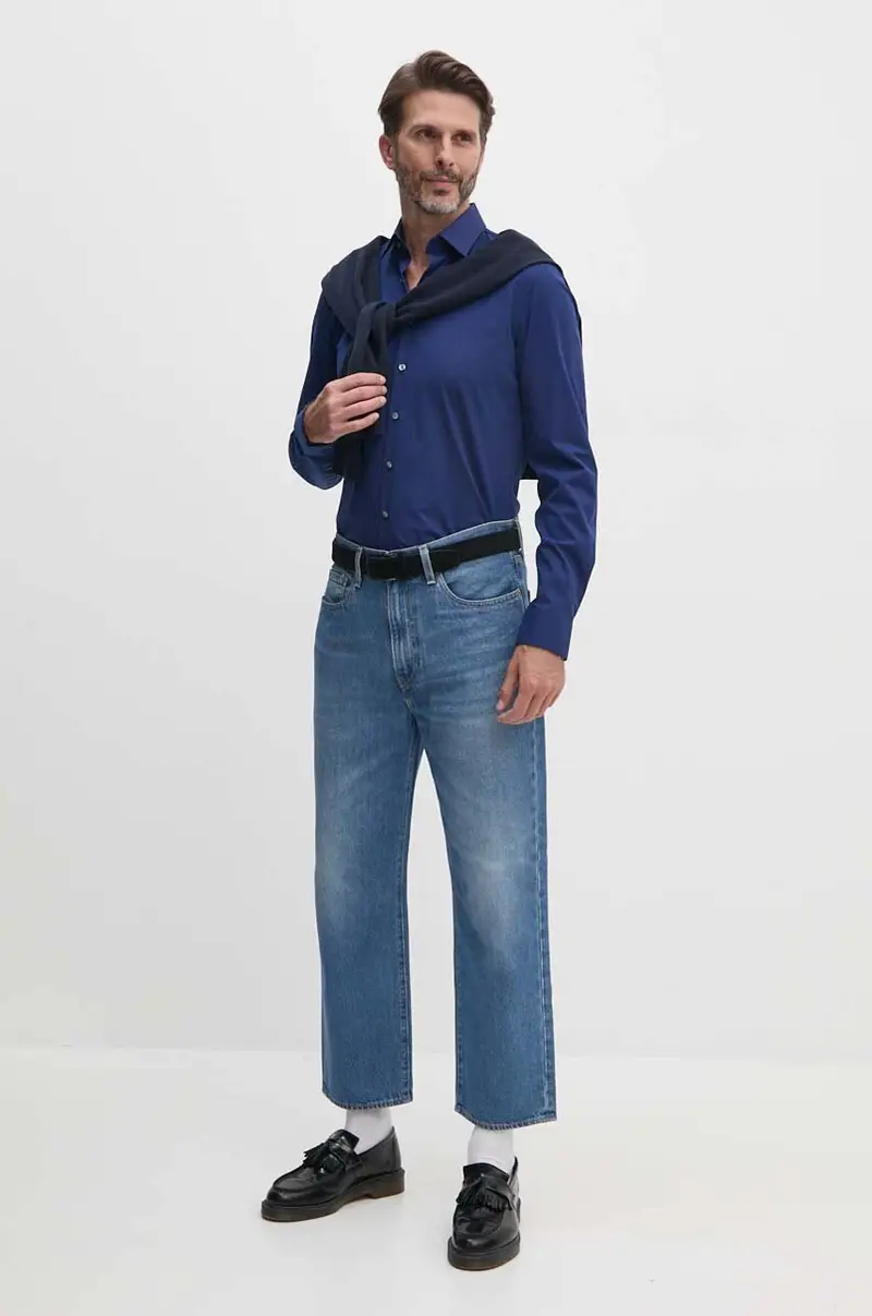 camicia uomo colore rosa K10K108229 Blu navy miniatura 3