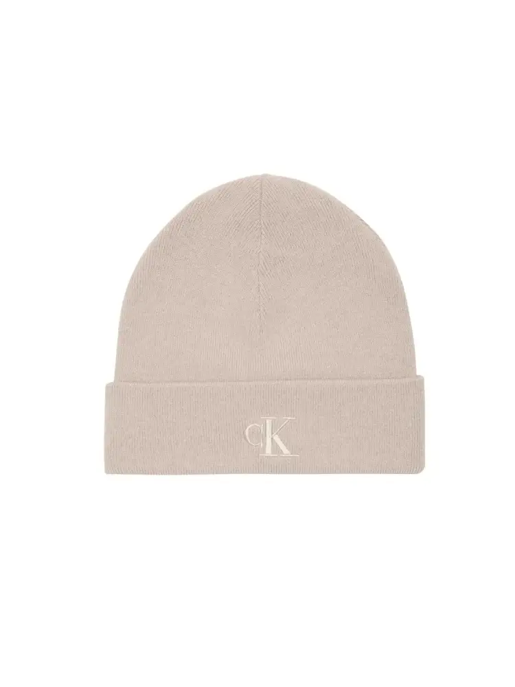 cappello beige uomo in misto viscosa logo ricamato sul davanti
