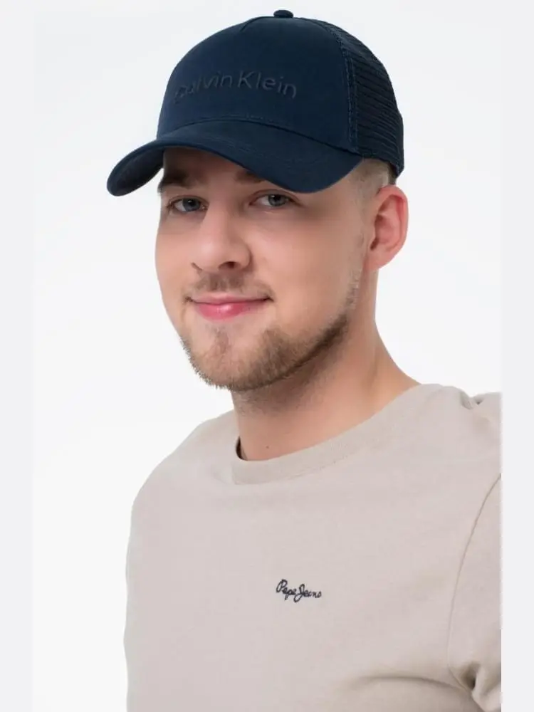 cappello blu navy uomo logo lettering miniatura 2