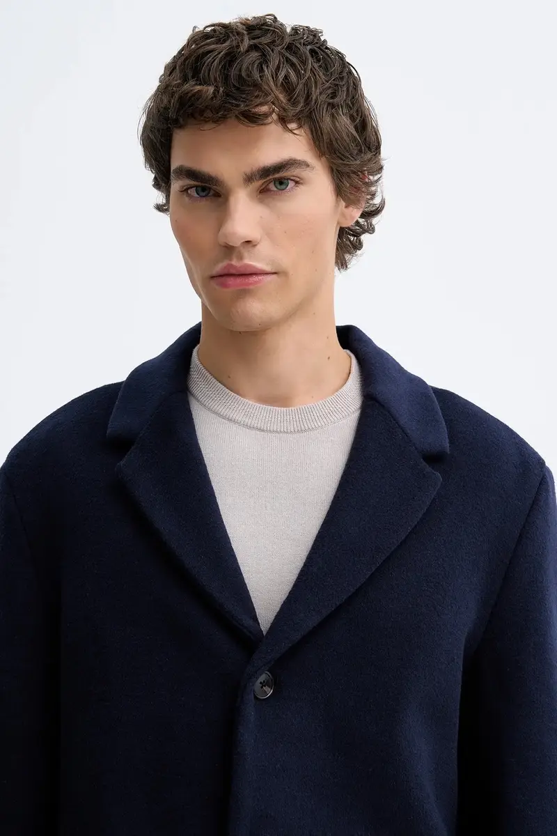 cappotto con lana Blu navy miniatura 4