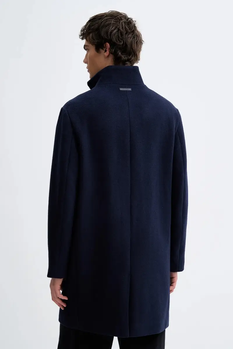 cappotto con lana Blu navy miniatura 4