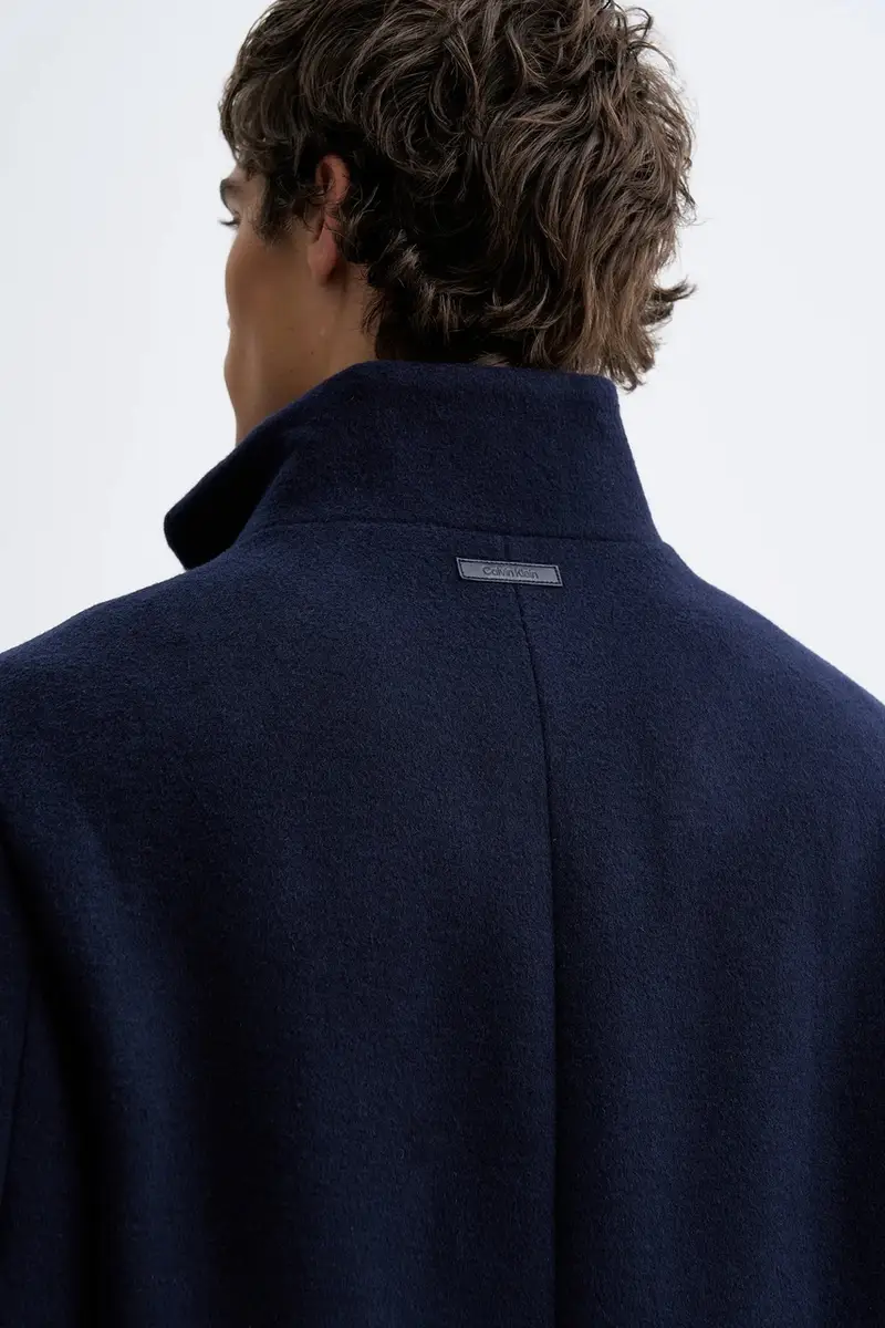 cappotto con lana Blu navy miniatura 5