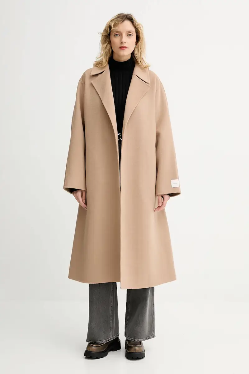 cappotto con lana colore beige LV040WL571 miniatura 2