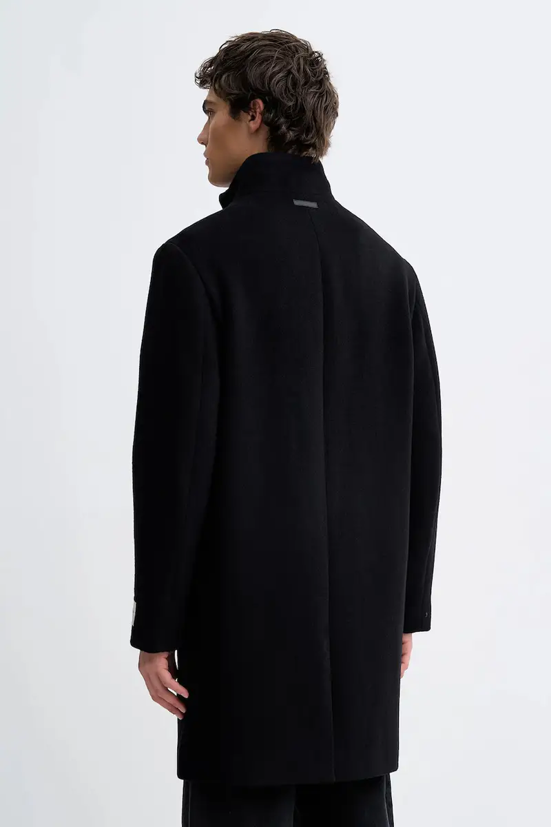 cappotto con lana Nero miniatura 3