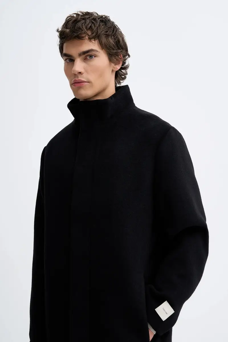 cappotto con lana Nero miniatura 4