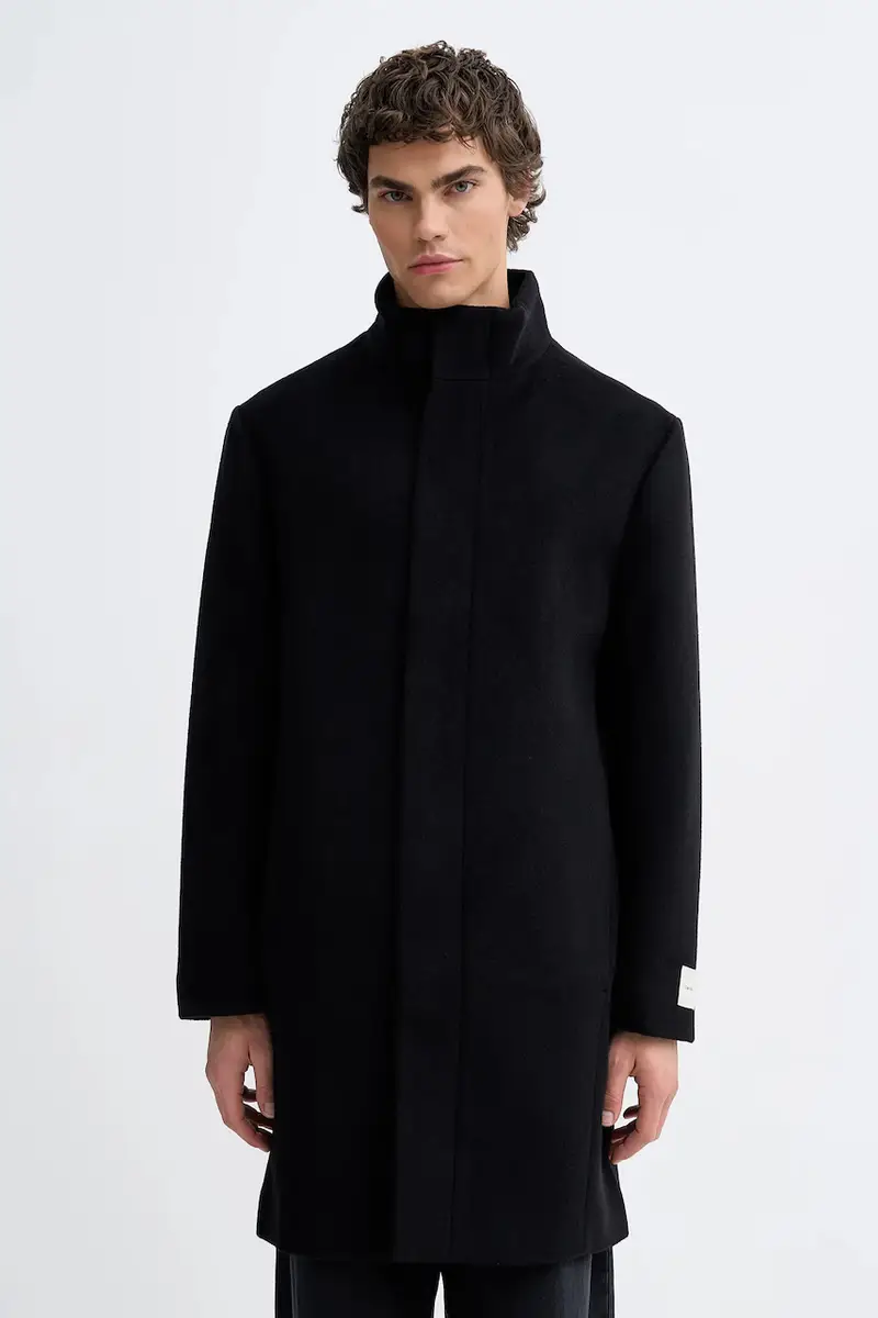 cappotto con lana Nero