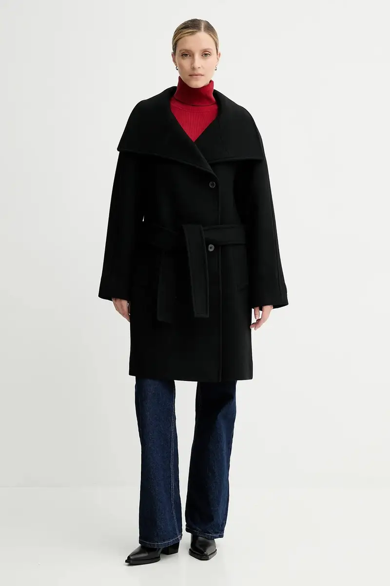 cappotto in lana colore nero LV044D557G miniatura 2