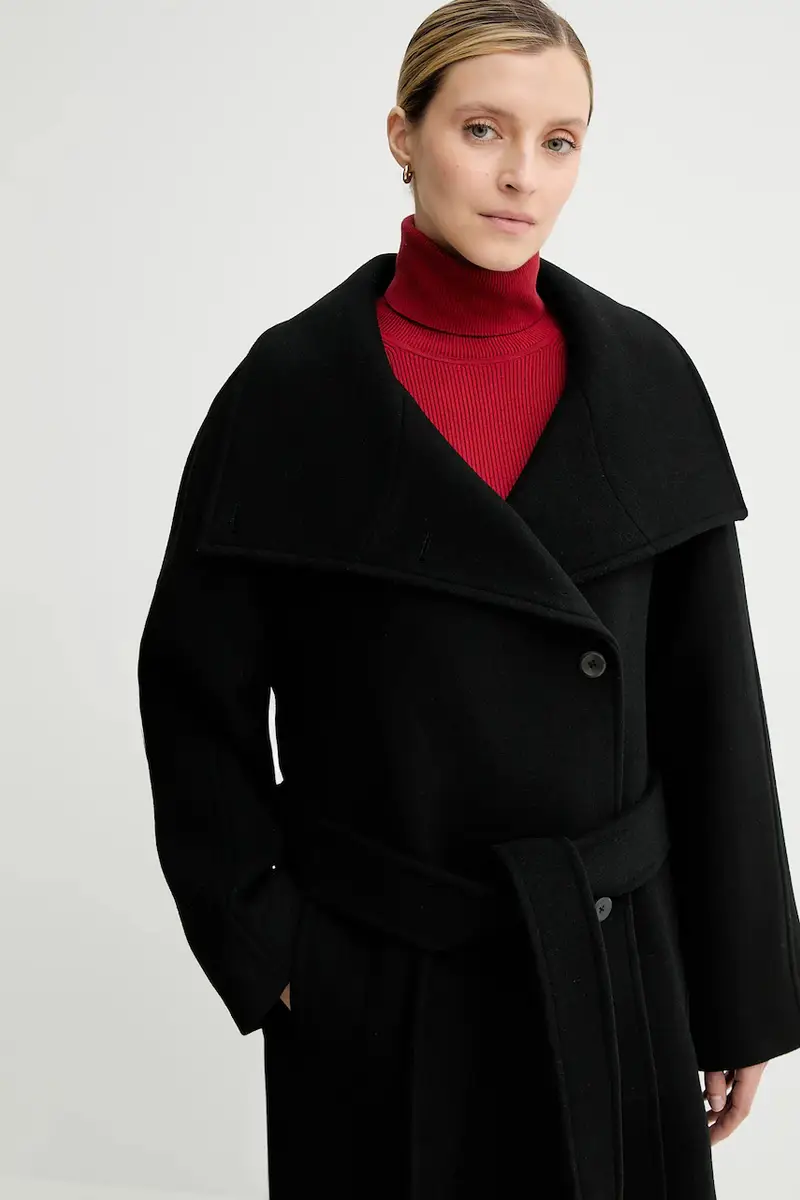 cappotto in lana colore nero LV044D557G miniatura 4