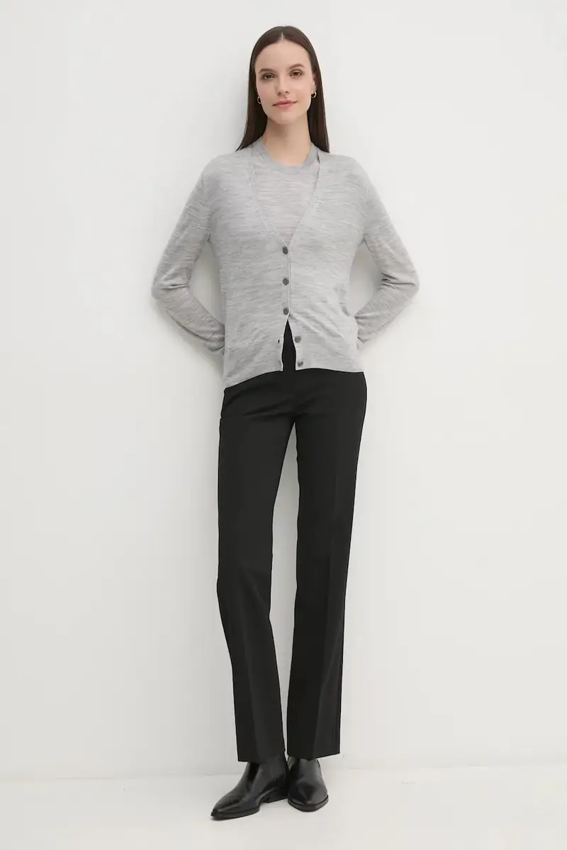 cardigan con aggiunta di lana colore grigio K20K207935 miniatura 2