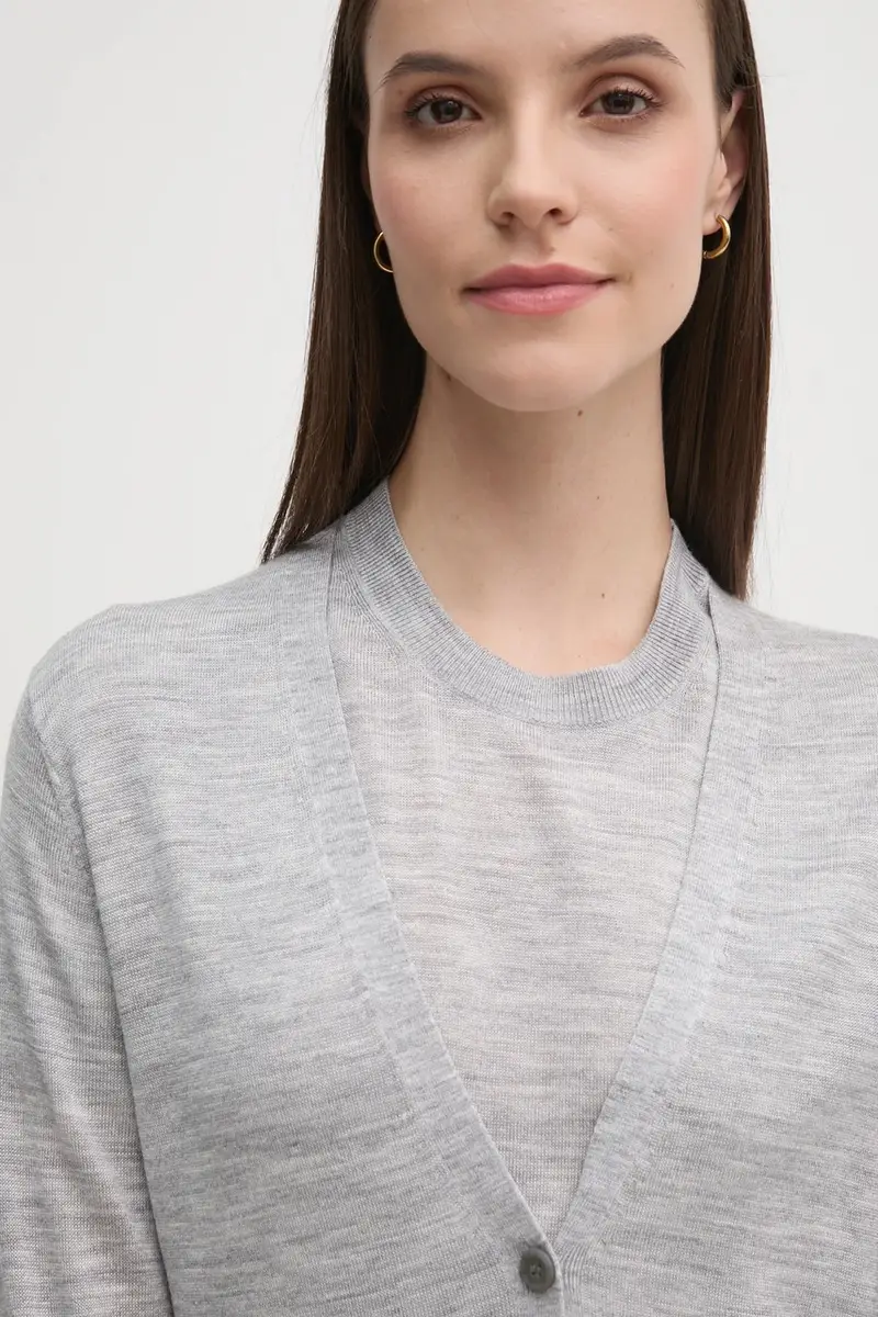 cardigan con aggiunta di lana colore grigio K20K207935 miniatura 4