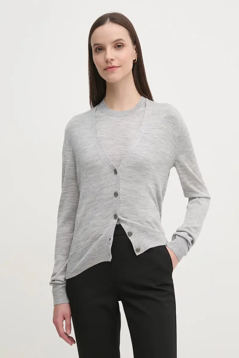 cardigan con aggiunta di lana colore grigio K20K207935