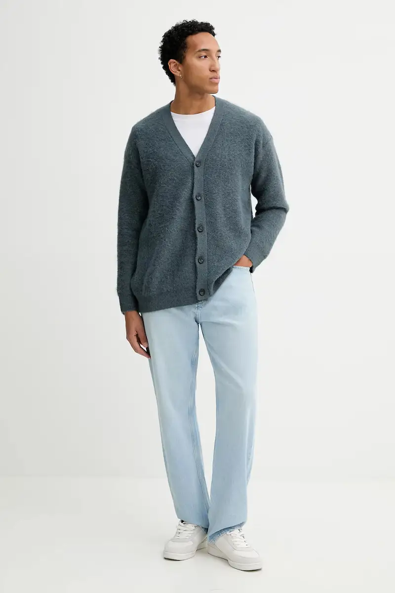 cardigan con lana colore blu navy LV04LD308G miniatura 2