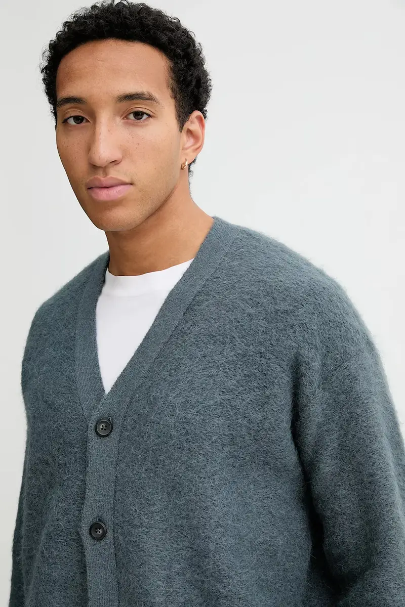 cardigan con lana colore blu navy LV04LD308G miniatura 4