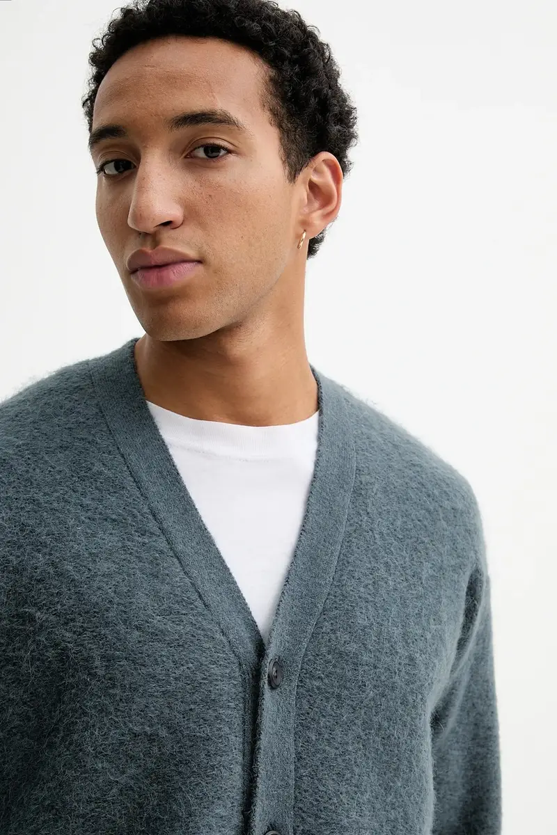 cardigan con lana colore blu navy LV04LD308G miniatura 5